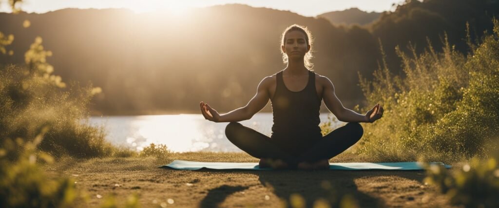 A person practicing yoga outdoors, symbolizing the harmony between body, mind, and spirit.