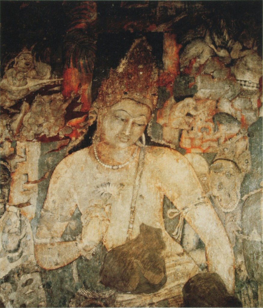 Wall painting of the bodhisattva Padmapani in Cave 1 at Ajanta, Maharashtra